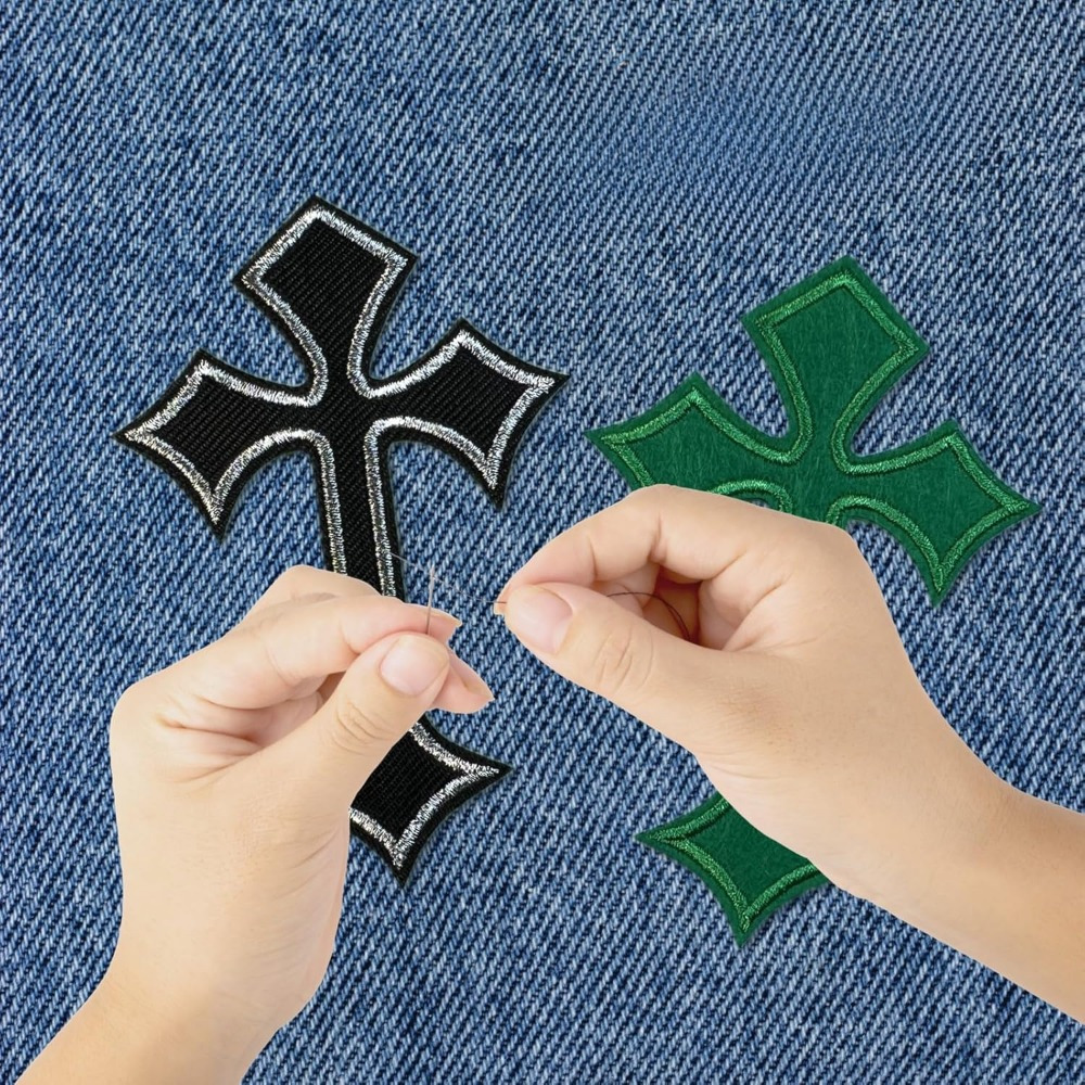 8pcs cross patches iron on cross embroidery applique patch decor patches for clothing jeans jackets backpacks hats shirts