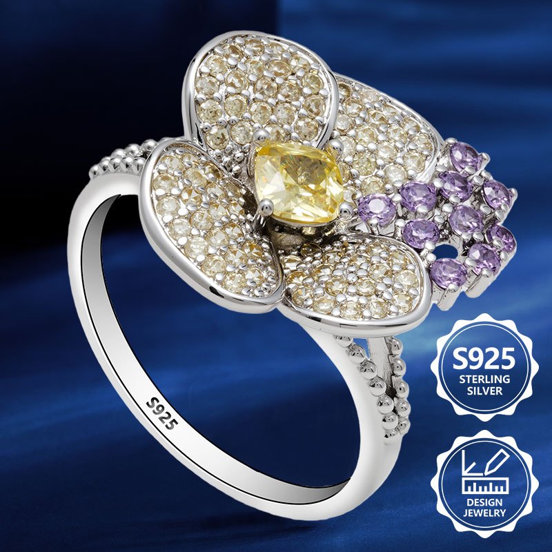 Image of 925 Sterling Silver Pm:d26 Women's Fashion Ring, Elegant And Stylish, Inlaid With Cubic Zirconia, Women's Ring, Suitable For Vacation Travel, Daily Wear, And A Perfect Commemorative Gift For