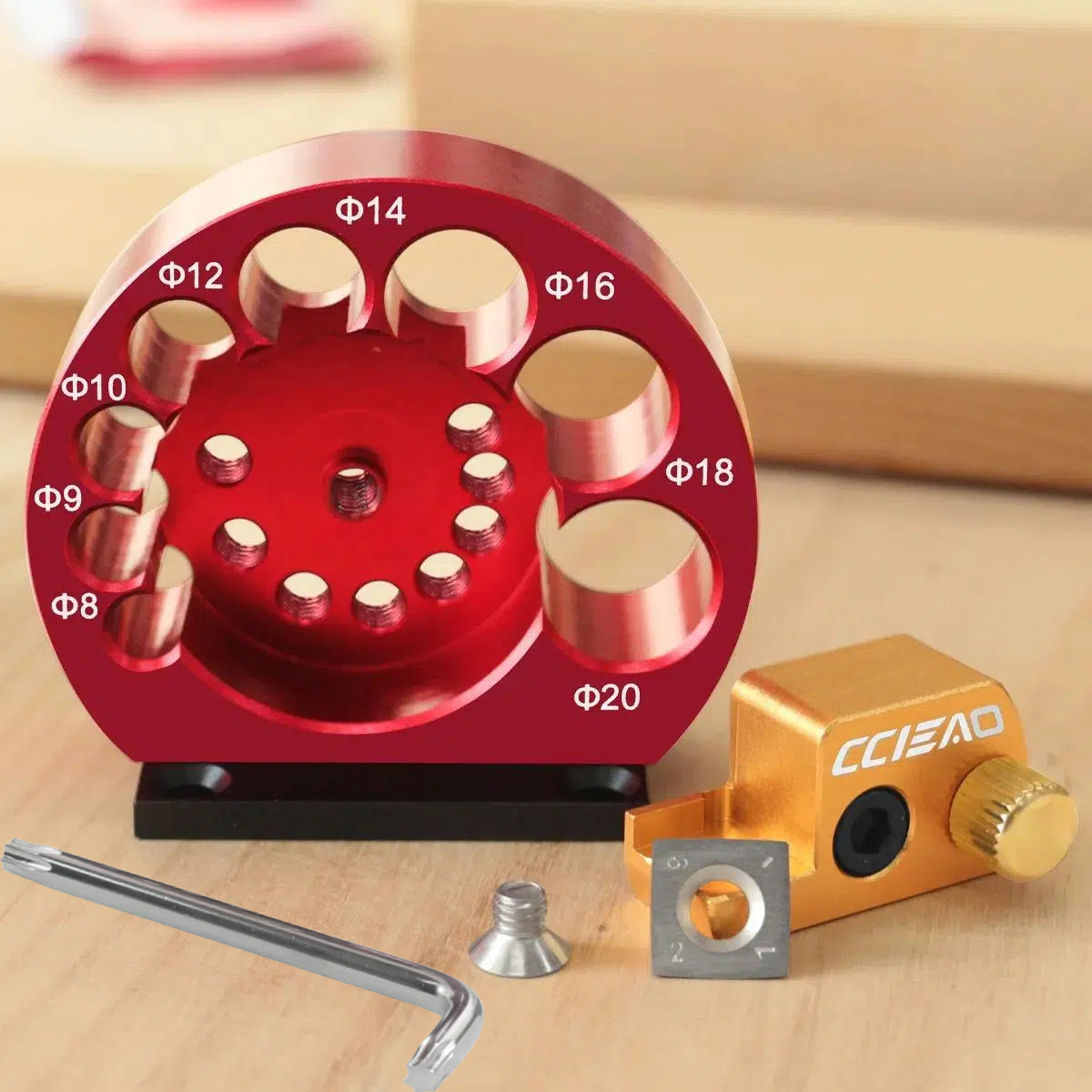 TEMU CCIEAO Maschera di tornitura a sfera di 3a a forma con 8 in di alluminio, utensile ausiliario per tornitura per lavorazione del legno, foratura,