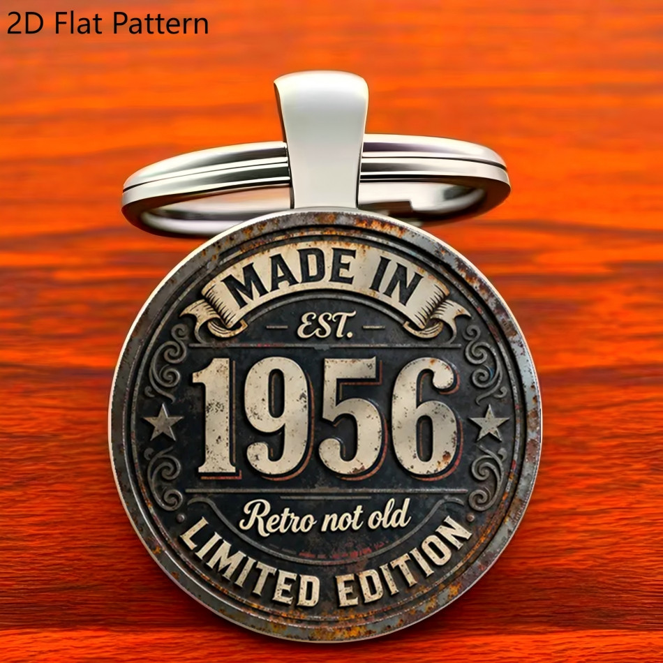 item picture 1pc 2d flat 1956 alloy key chain vintage style ideal for friends thanksgiving fathers day teachers day mothers day