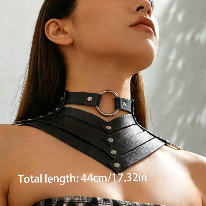 TEMU Collier ras du cou multi-couches à col en V avec anneau en O intégré, doux, confortable à contrainte et résistant à la déformation avec un port
