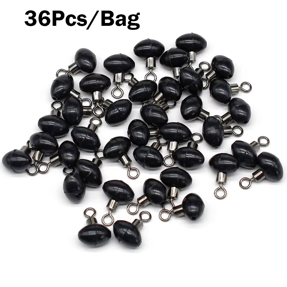 TEMU 18/36 stuks zwart draaibare rig-kralen voor zeekarpervissen, aasclip lijn rigs, visgereiaccessoires
