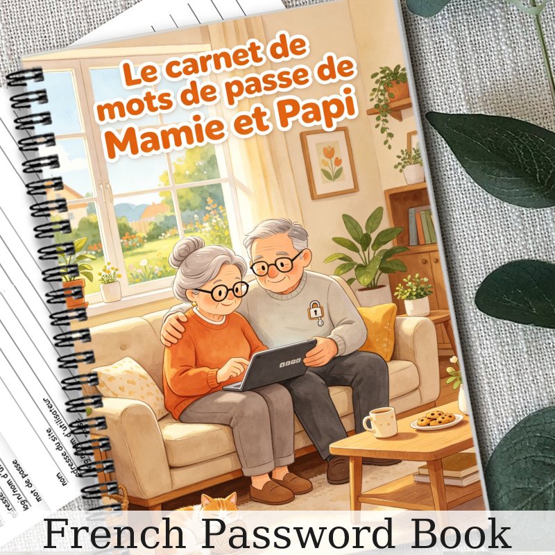 TEMU Carnet de de passe sécurisé pour adultes et seniors, 1 pièce, avec couverture illustrée d'un couple de personnes âgées et à