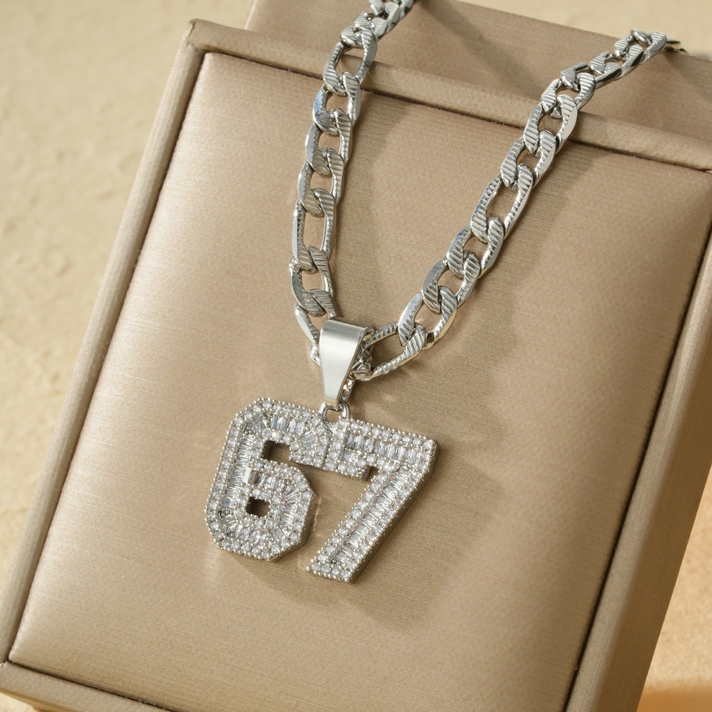3A Zirconia Composite Cube Hip-Hop Pendant Necklace