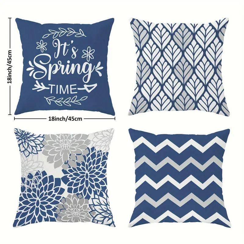 4pcs double sided printed geometric throw pillow covers soft plush retro spring decor with zipper closure machine washable multiple sizes for living room bedroom sofa seasonal decoration chevron print durable fabric home textiles sofa accessories textiles decorative pillows modern 2d flat Product details 8