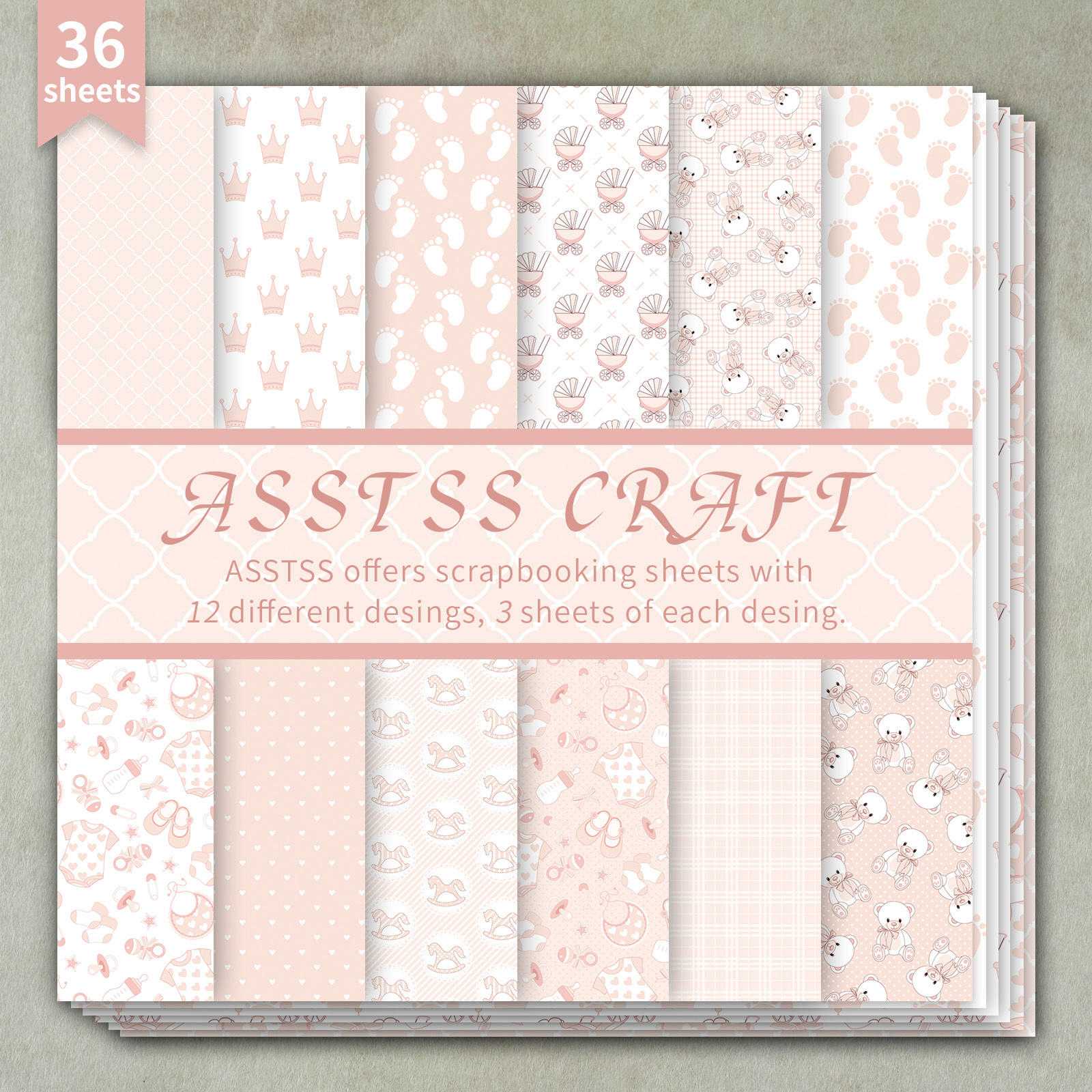 TEMU 36-sheet Paper Pad Measuring 6x6 Inches, Featuring A Soft Shower Pattern. This Heavyweight Cardstock Is Perfect For Journaling, Collage Art,