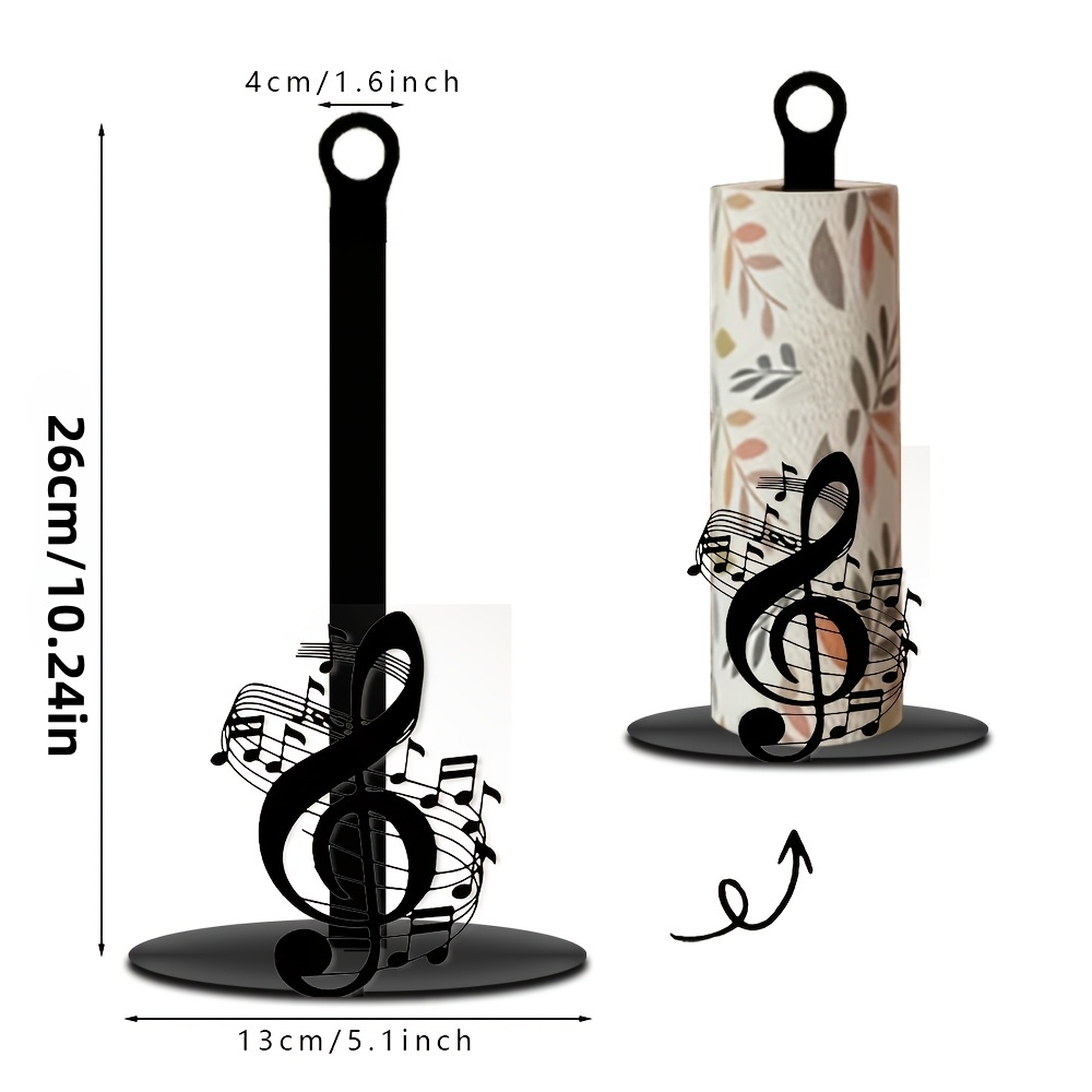TEMU 2d Flat Printing Hollow Music Symbol Toilet Paper Holder, Black Hollow , Suitable For Bathroom And Kitchen Decor, Ideal For Country Style Home