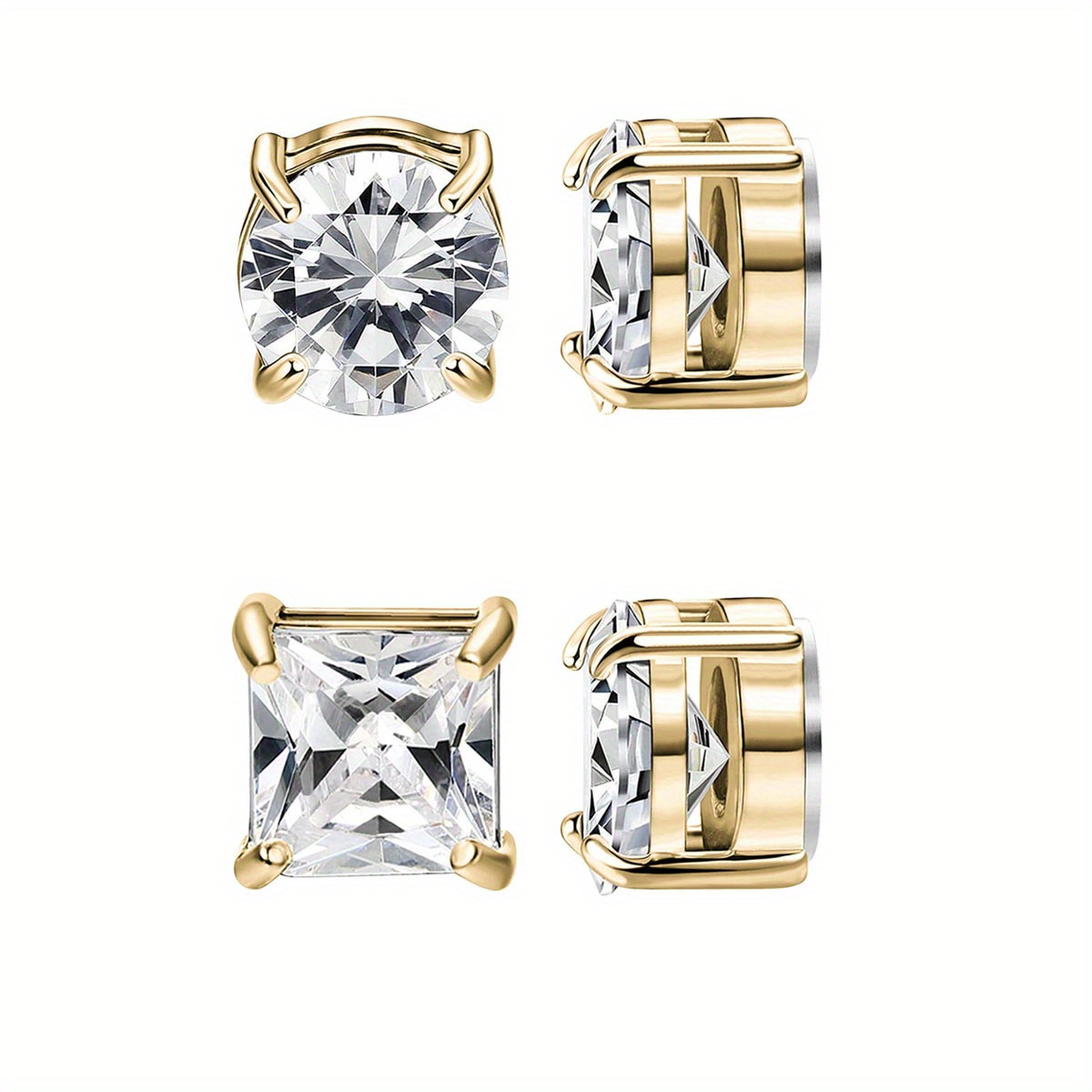 Image of 304 Stainless Steel Magnetic Stud Earrings For Men Clip On Earring Magnetic Earring Unisex Non Piercing Cz Magnet Studs Earrings For Women Men