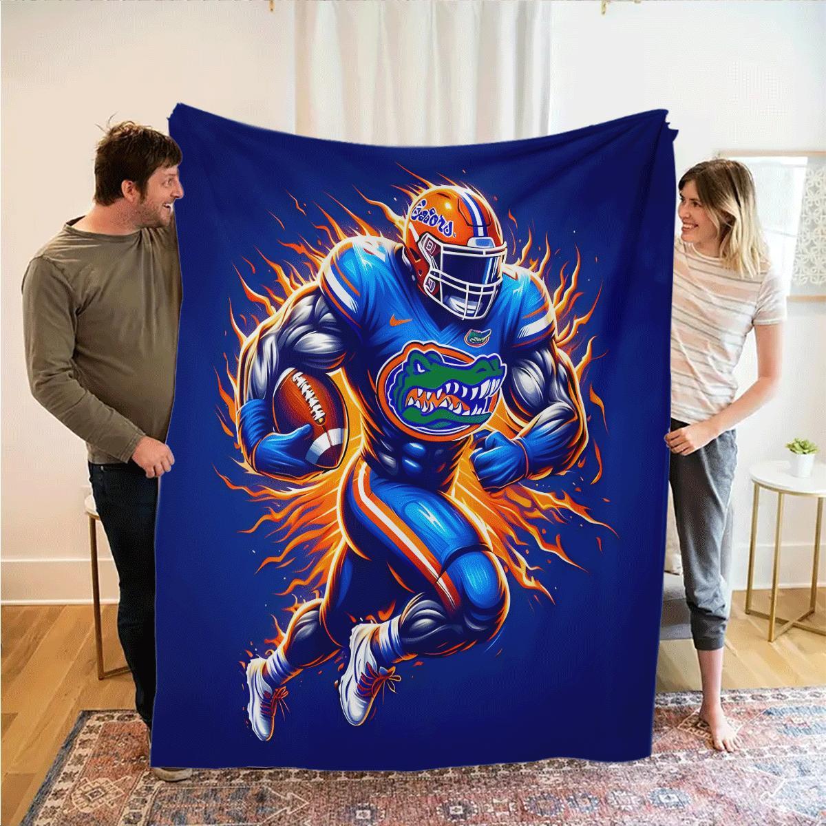 

Football Gator Graphic Flannel Throw Blanket - Soft, For Couch, Bed, Office, Camping | Gift, Charging ,