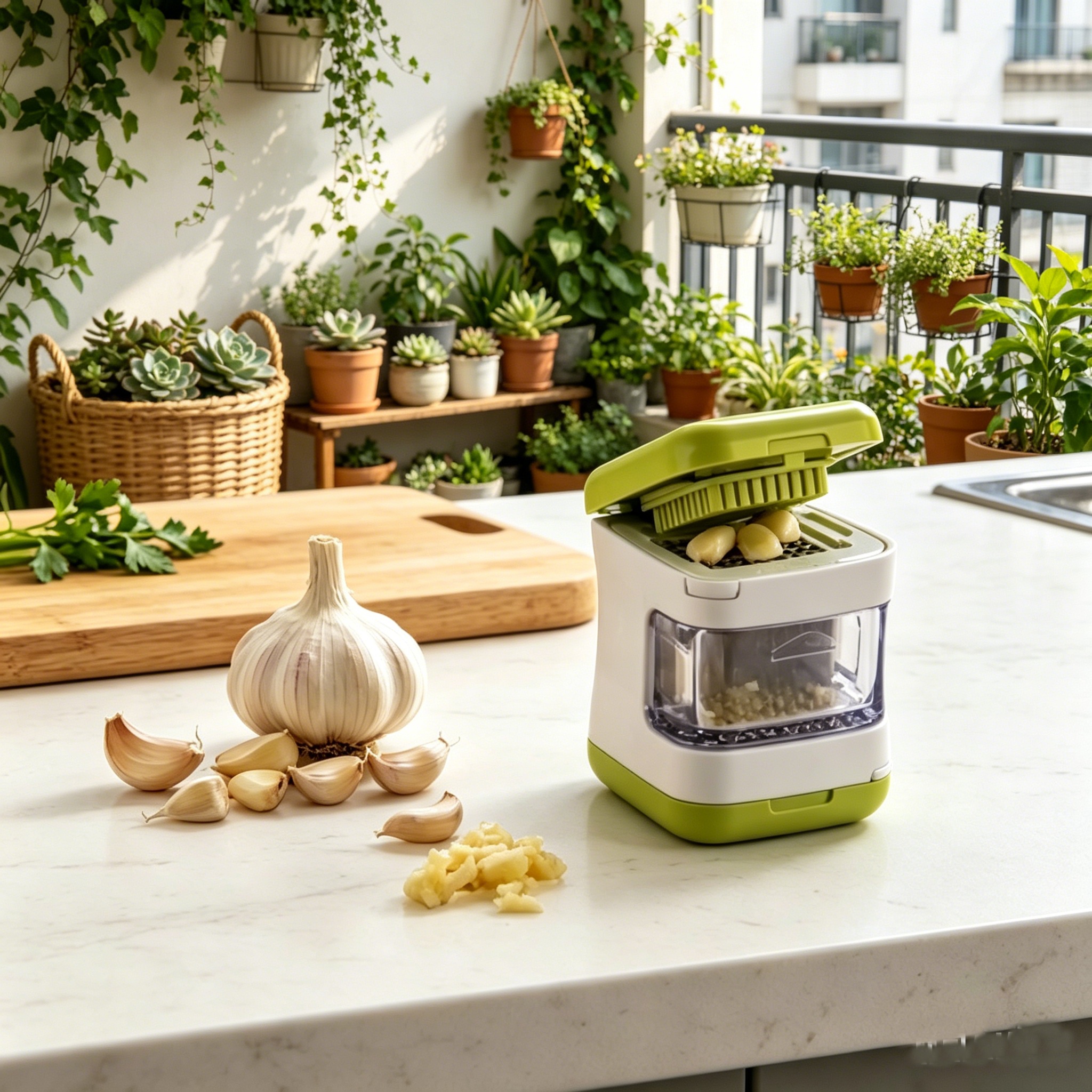 TEMU Double-sided Press-type Garlic Chopper, Mini Handheld Garlic Press, Portable Manual Garlic Mincer Tool, No Power Required, Durable Small Kitchen