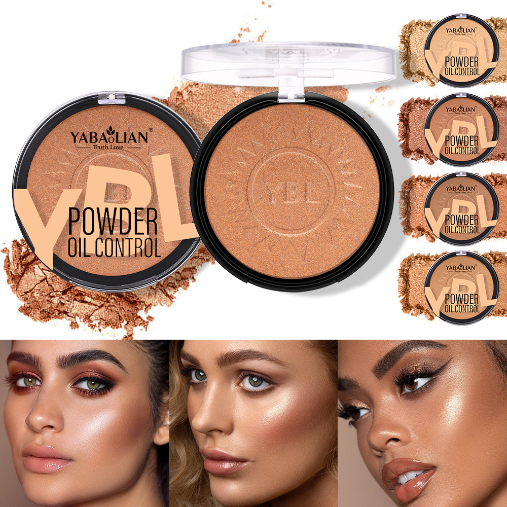 YABAOLIAN Wheat Pearlescent Powder with Glitter, Earth Bronzing Powder, Dark Brown Powder, Shadow Contour Contouring Highlighter Finishing Powder for Music Festival Y8044)
