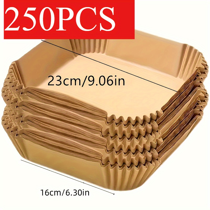 125/250 Sheets Disposable Non-Stick Parchment Paper - Suitable for Air Fryer, Oven and Microwave, High Heat Resistant with Anti-Splash Edge Design, Essential Chicken Wings & French Fries Cooking Tool, Party Supplies, Easy to Clean, Rounded Corner