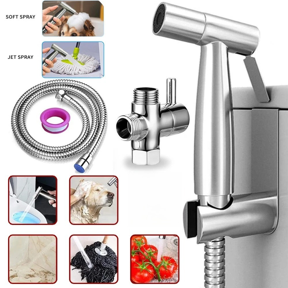 Image of Portable High-pressure Faucet Sprayer, Adjustable Stainless Steel Handheld Sink Sprayer, Wall-mounted Kitchen Faucet Sprayer For Cleaning And Washing