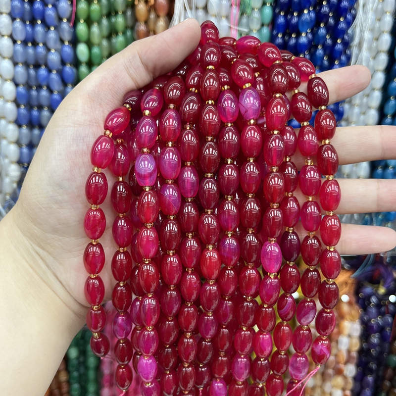 8X12Mm Vibrant Natural Stone Rice Beads Collection