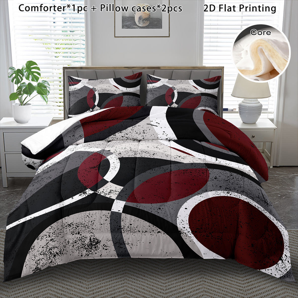 TEMU 3pcs Comforter Set For Abstract Comforter Set Cartoon Boho Soft Bedding Halloween Gift Quilt Cute Christmas Room Decor Autumn Winter Quilt