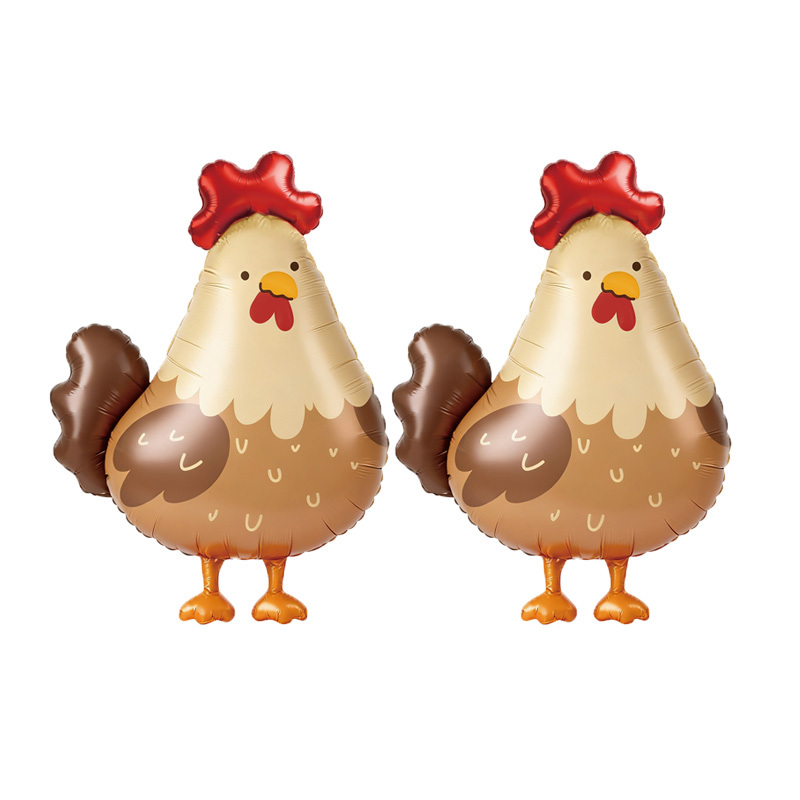 Image of 2pcs Brown Rooster-shaped Foil Balloons, Birthday Party Atmosphere Decorations, Gift Props, Indoor/outdoor Birthday Party Room Decor For Christmas, Halloween