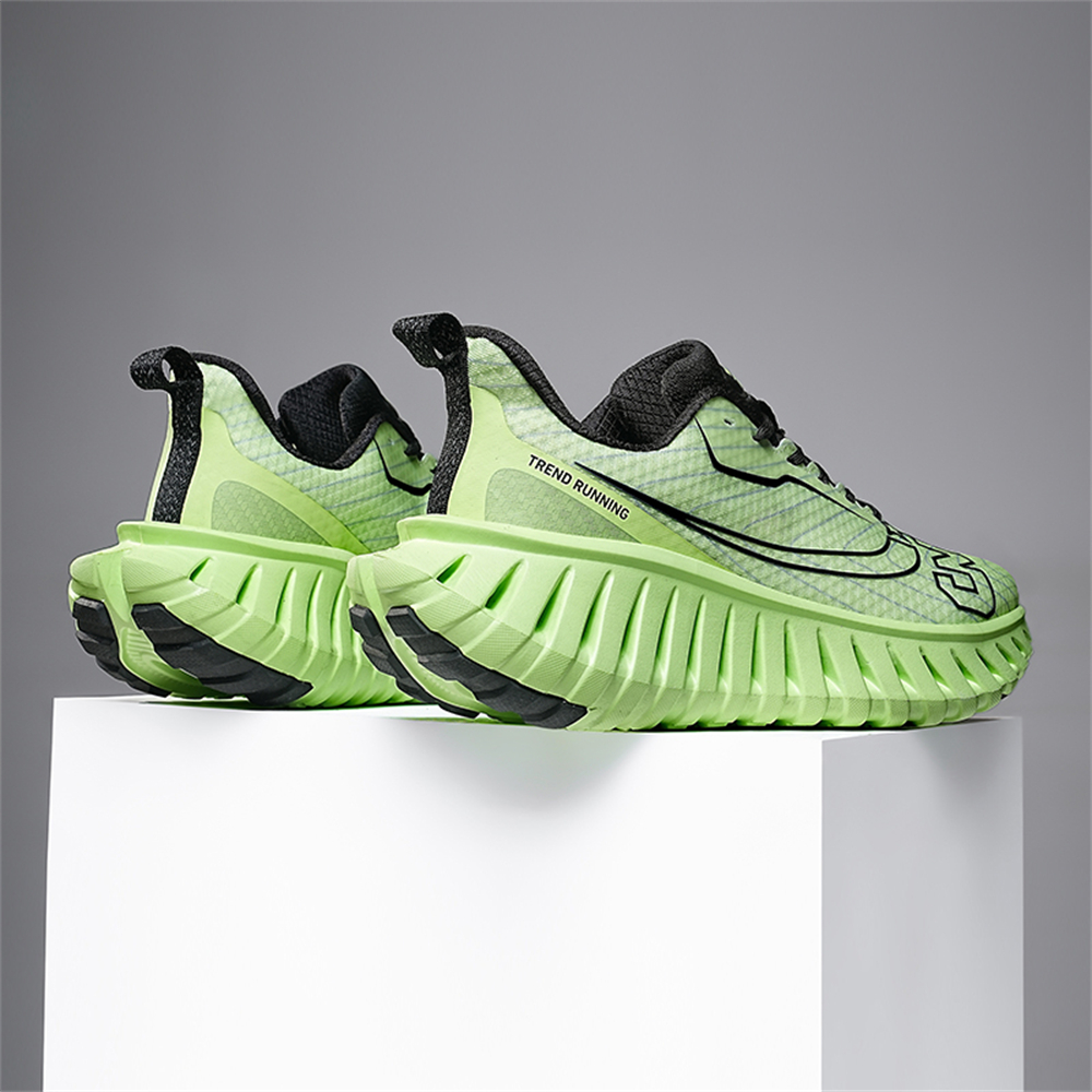 Carbon Plate Technology - Men's Road Running Shoes, Thick-Soled Casual Sneakers for Men, Comfortable and Breathable Fabric Upper, Cushioning and Shock-Absorbing MD Midsole, Slip-Resistant and Wear-Resistant Rubber Outsole, Low-Top Lace-Up Closure