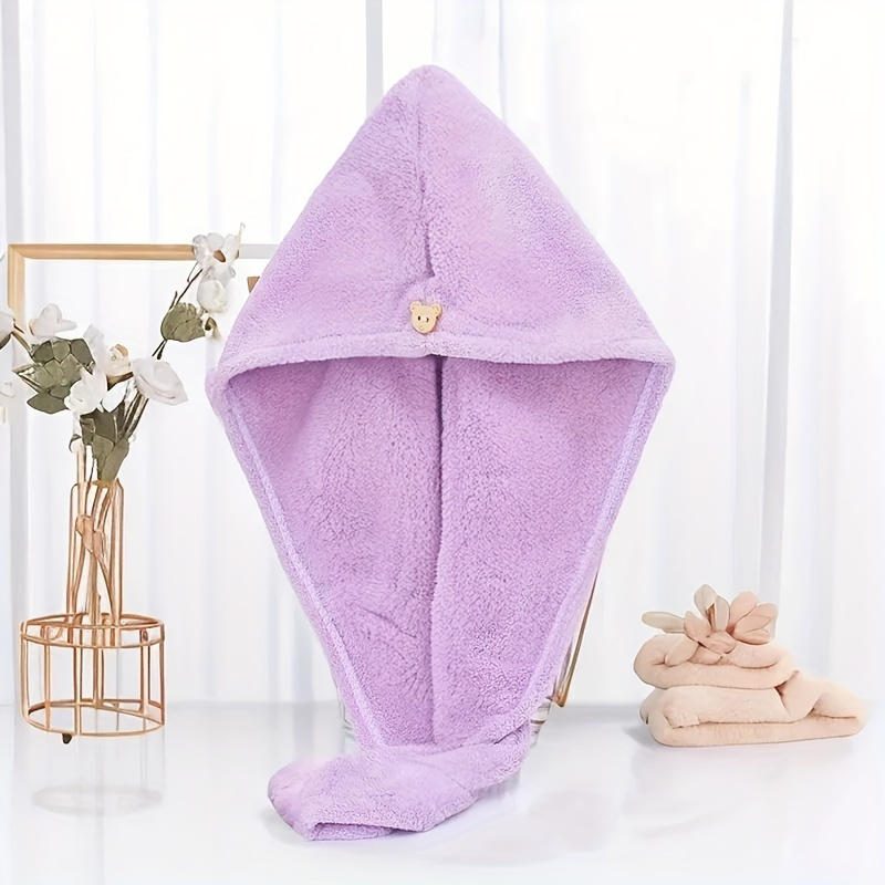 TEMU 1pc Women&;s Quick-dry Hair Towel Wrap - Coral Absorbent Turban-style Shower Cap, Soft Pastel Green & Pink, Modern Bathroom Accessory For