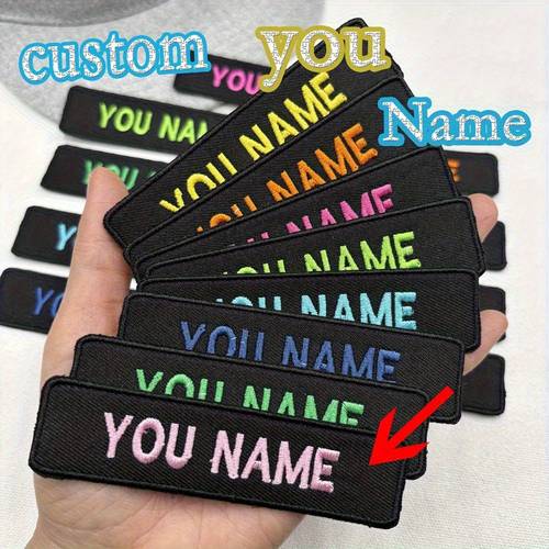 2pcs custom embroidered name patches either different or same with hot melt or hook and loop backing motorcycles backpacks and clothing