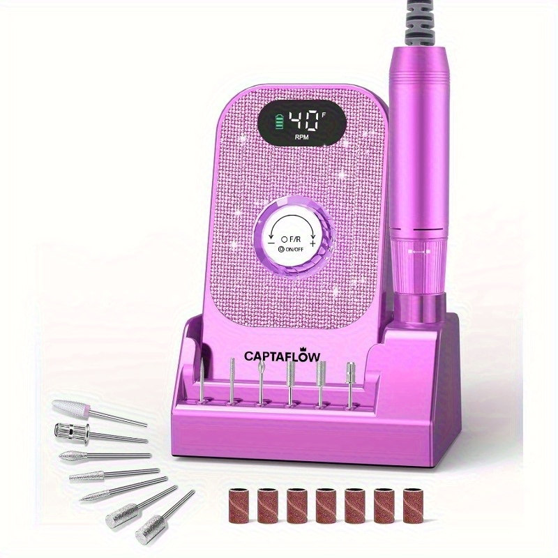 TEMU 2025 Nail Drill Professional Nail Drill Electric File 40000rpm Portable Nail Drill Rechargeable Nail E File Machine For Remover Gel Polish Acrylic Nails Manicure Salon And Home