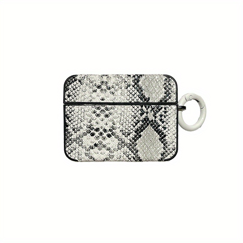 TPU Protective Case for Apple for airpods 4/4 Noise Reduction, Pro/Pro2 Compatible, Simple Solid Color Snake Skin Pattern, for New 4th Gen/New 3rd Gen Wireless Headphones, with Keychain Hook