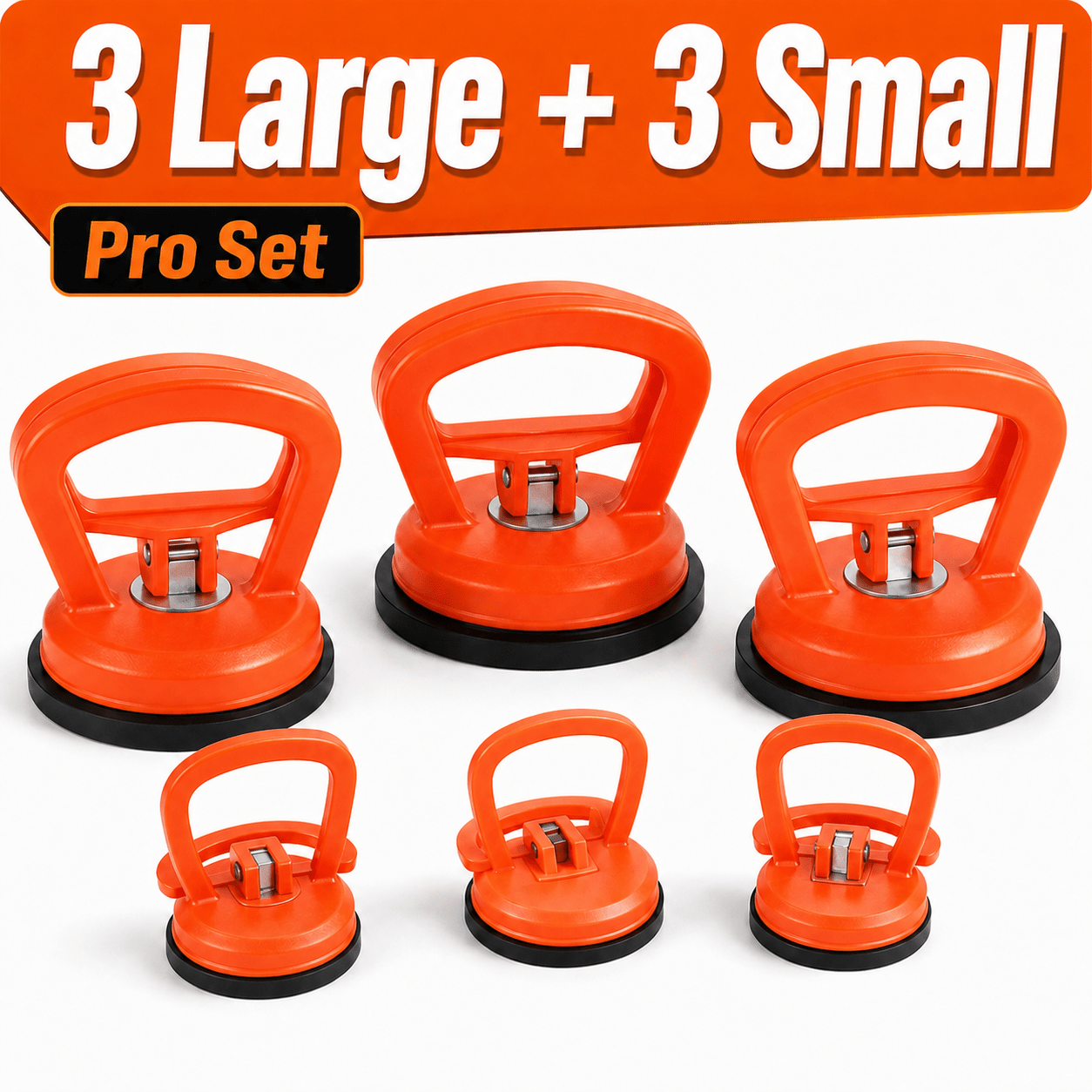 TEMU 6pcs Suction Cup Lifter Set, Includes 3 Large And 3 Small Suction Tools For Car Body Panels, Glass, Tile, Mirrors And Handling