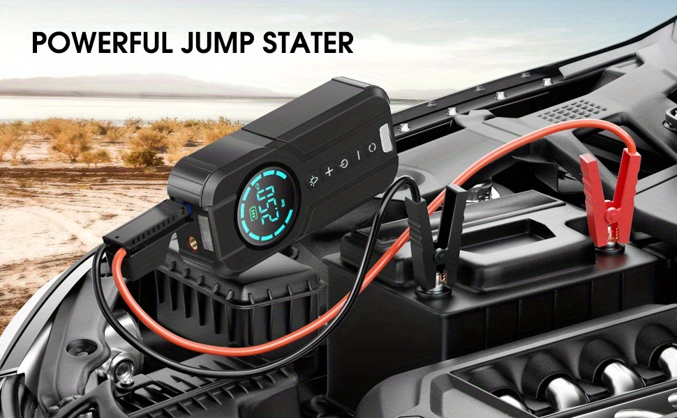 1000a portable car jump starter with air compressor 150psi tire inflator 14 8v jump box battery booster with   fixture charger 3 emergency lights   usb type   portable power supply car jump starter details 1