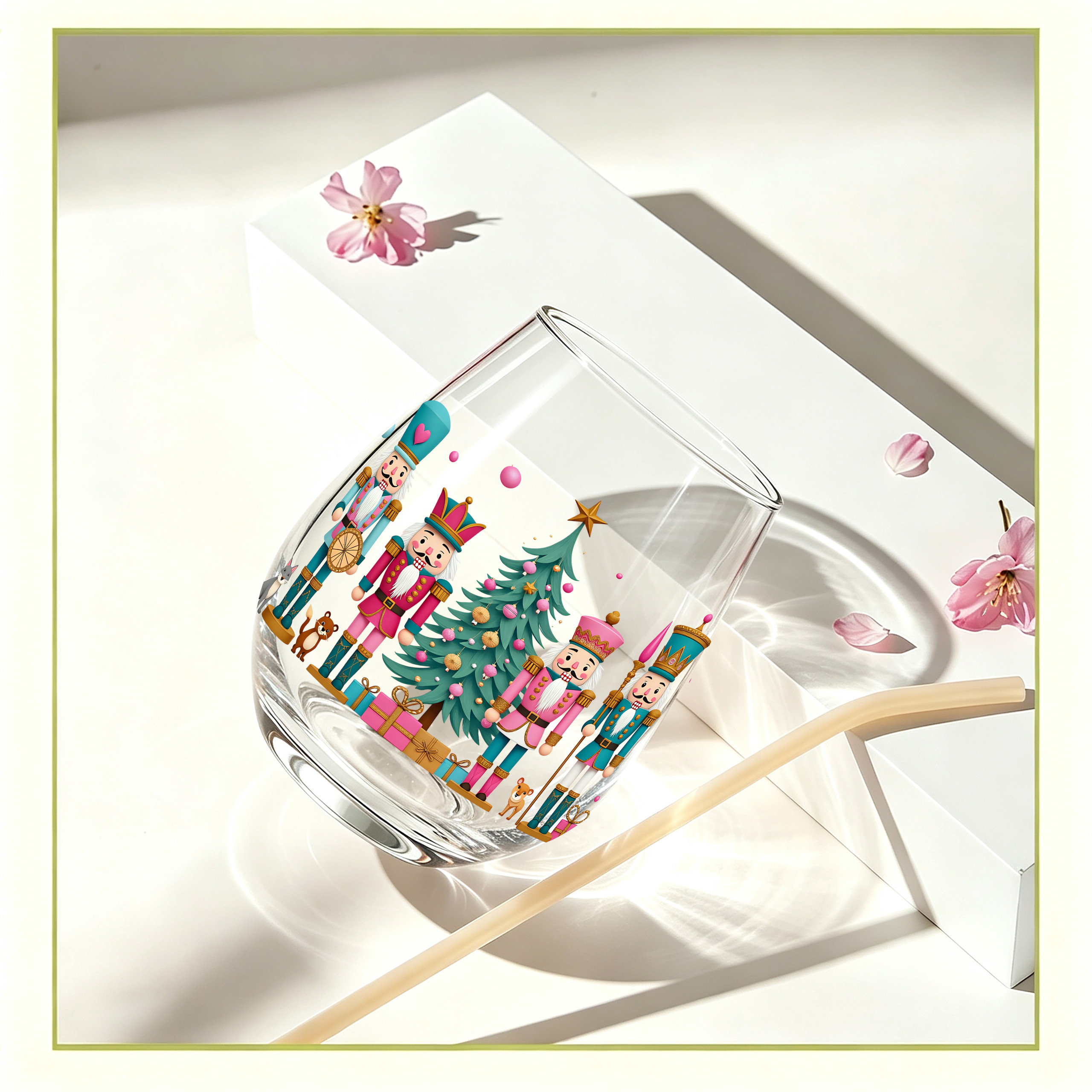 TEMU Paquete de 1 / de árbol de Navidad con coloridos, 350 ml / Vaso de cristal transparente, sin pie, Vaso con forma de , para champán y whisky,