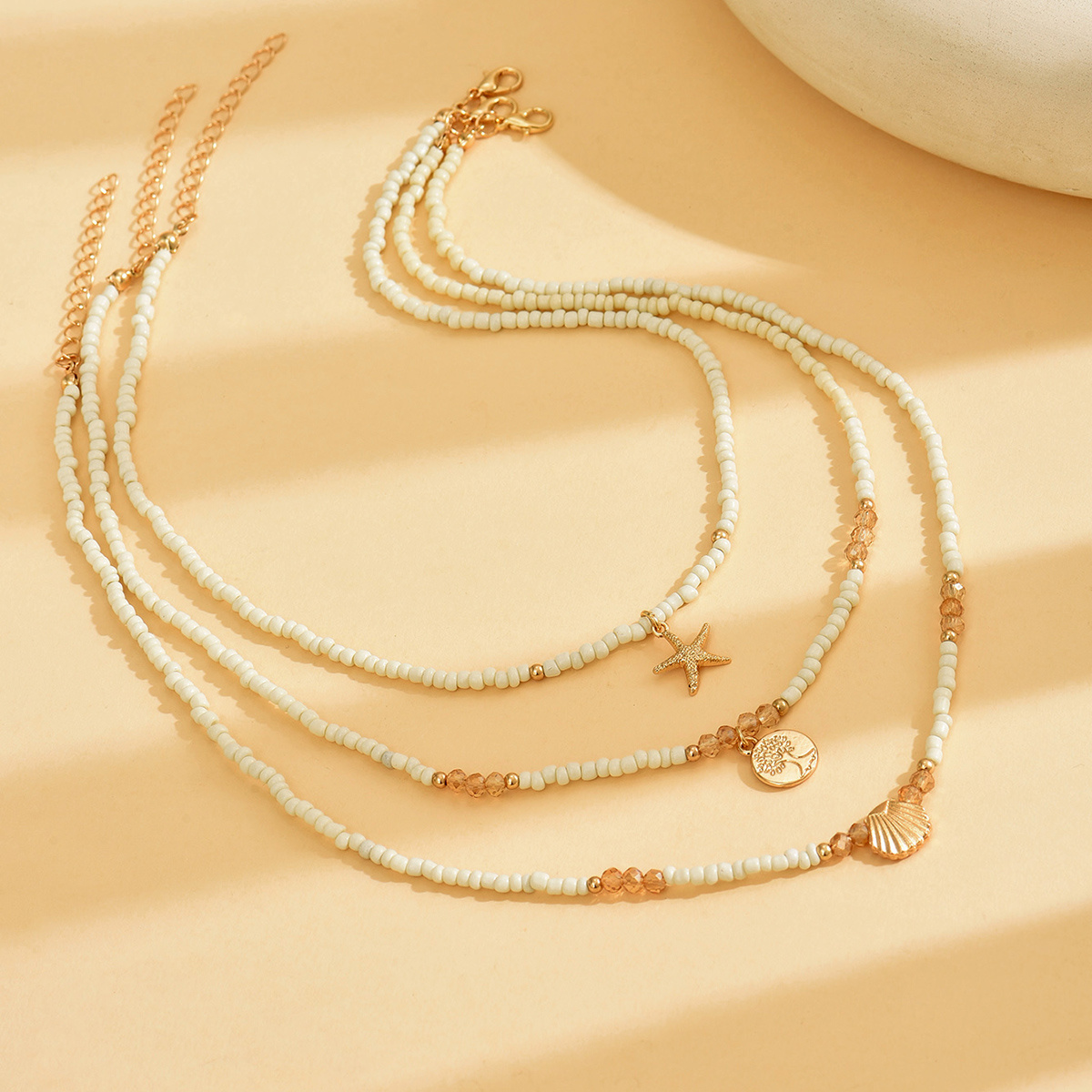 3pcs Women's Bohemian Pendant Necklace Set for Summer