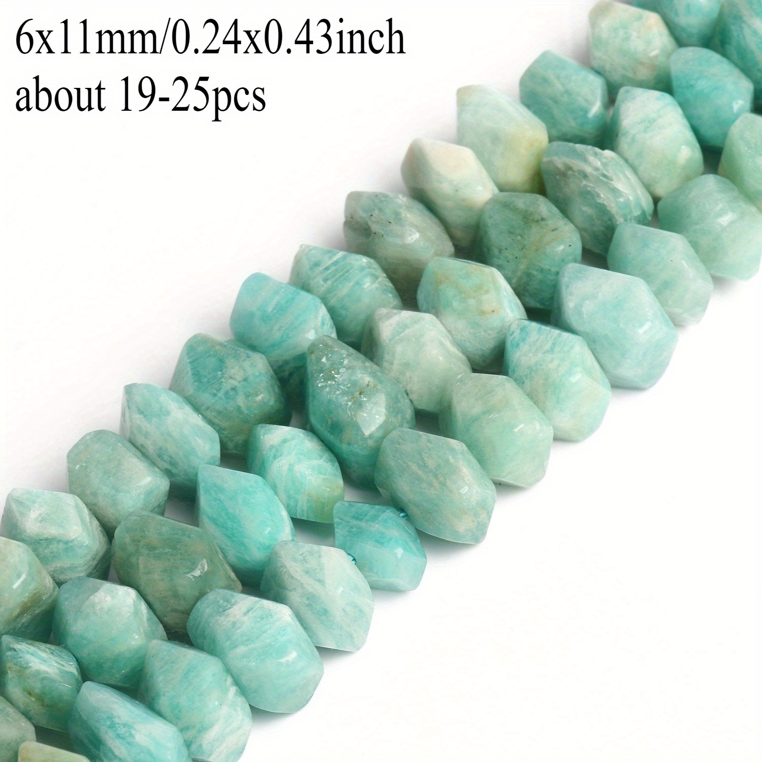 TEMU Assortiment de perles et ensembles de perles - Perles en d'amazonite naturelle de qualité AAA mesurant 6X11mm, avec des facettes irrégulières.