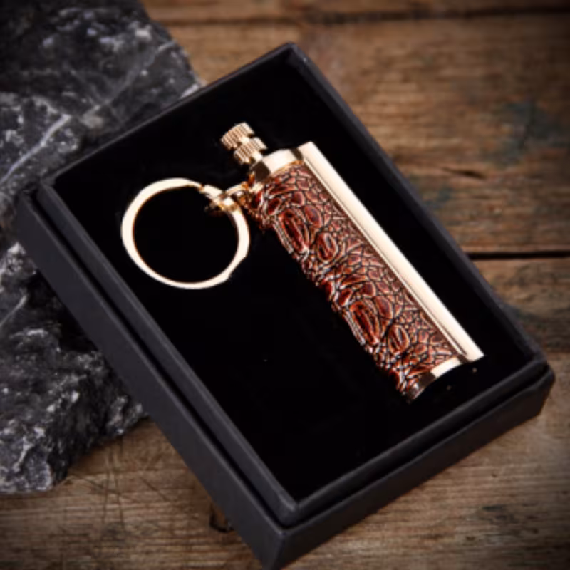 flint fire starter keychain metal matchstick fire starter gear permanent match lighter portable metal keychain mens gift for outdoor camping hiking Product details 3