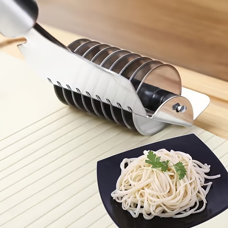 TEMU 1pc Heavy-duty High-quality Stainless Steel Manual Pasta Roller Cutter, Noodle Cutter For Cutting Scallions, Fried Dough Sticks, And Dividing