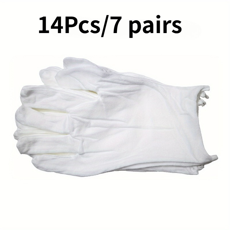 Image of 14pcs/7 Pairs White Moisturizing Spa Gloves Soft Breathable Good Elasticity For Hand Lotion Hydration Disposable Hand Mitts For Most Women