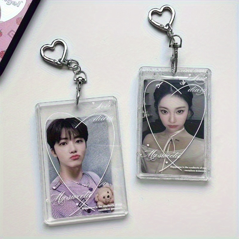 glittery acrylic photo card holder keychain inch Temu Oman