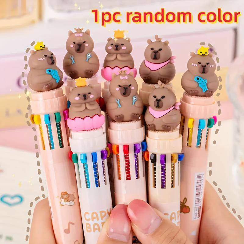 1pc Random Color Capybara Ballpoint Pen, Retractable, 10 Colors, Creative , Unique Pen, Suitable For Office And School Supplies, For Gifts, Teaching Rewards