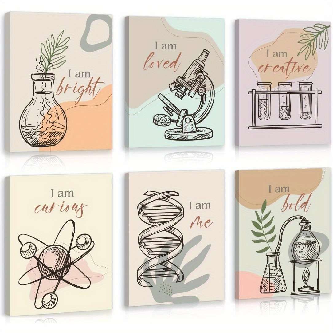 

6-pack Bohemian Science Themed Poster Boards, Educational Art Prints For Classroom, Lab, Library Decor, 8x10 Inches Paper Wall Art