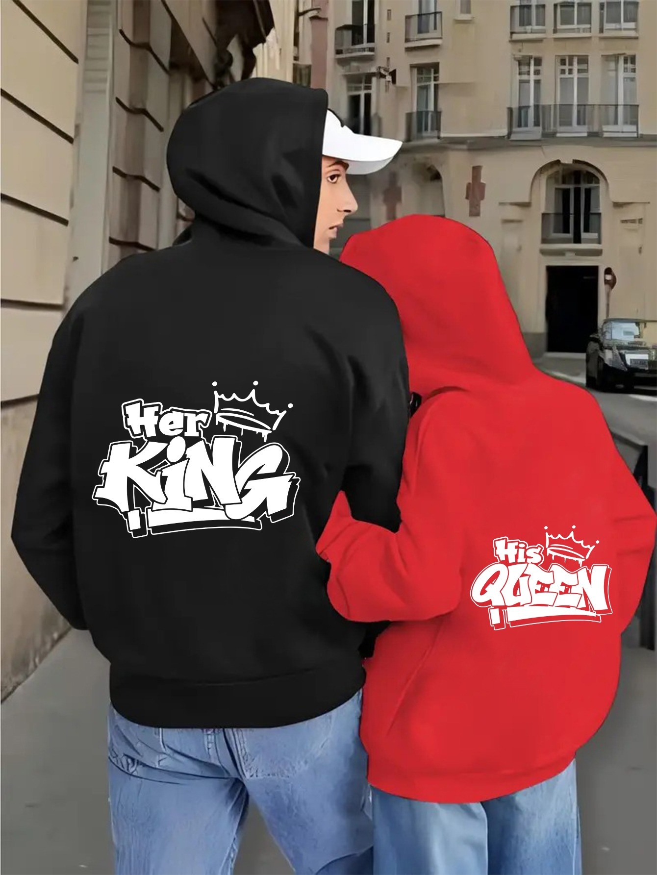 king queen matching hoodies graffiti print couple Temu New Zealand
