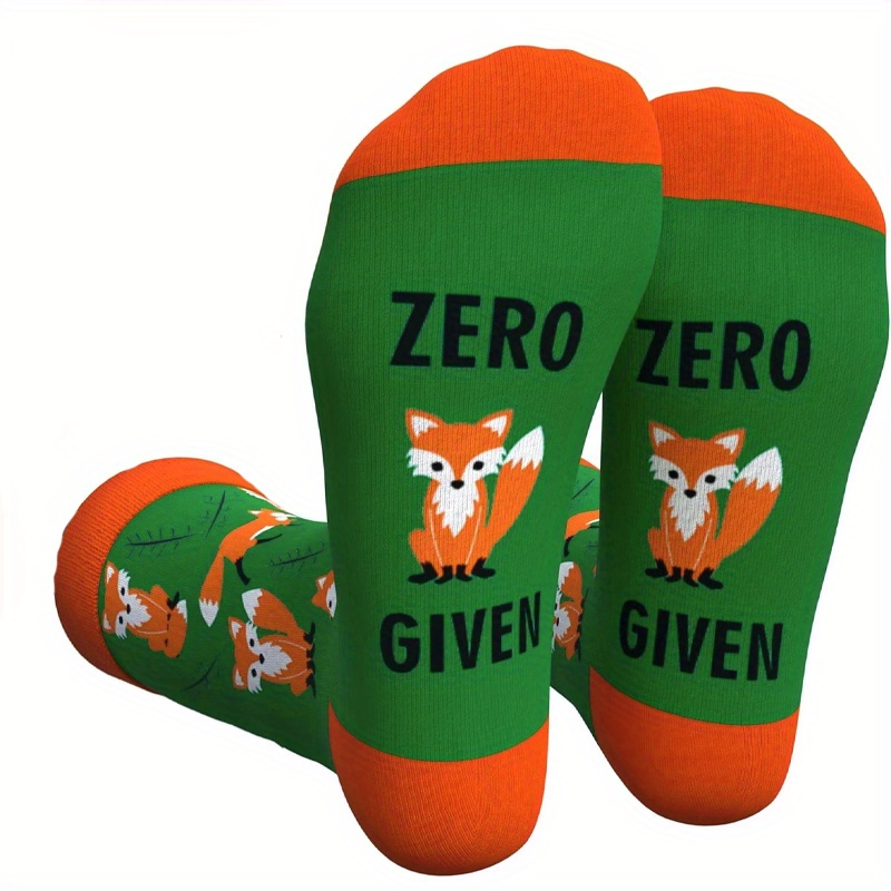 TEMU 1 Paire de Chaussettes Homme à Imprimé Renard Amusant - Style Streetwear Skateboard Thème Animal avec Lettres et Visage de Renard, Confortables
