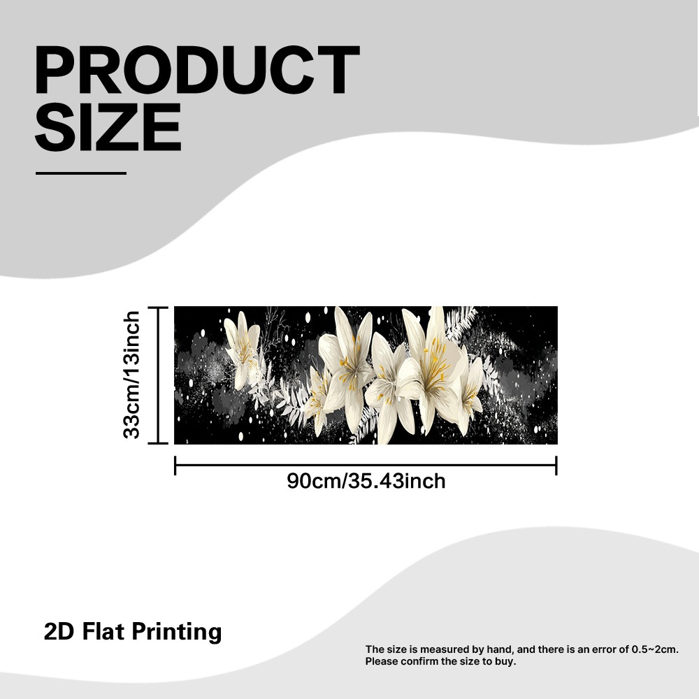 TEMU 2d Flat, 1pc Table Runner With Easter White Lilies , Suitable For Coffee Table Sideboard Console Table, Great For Bridal Shower Engagement Party