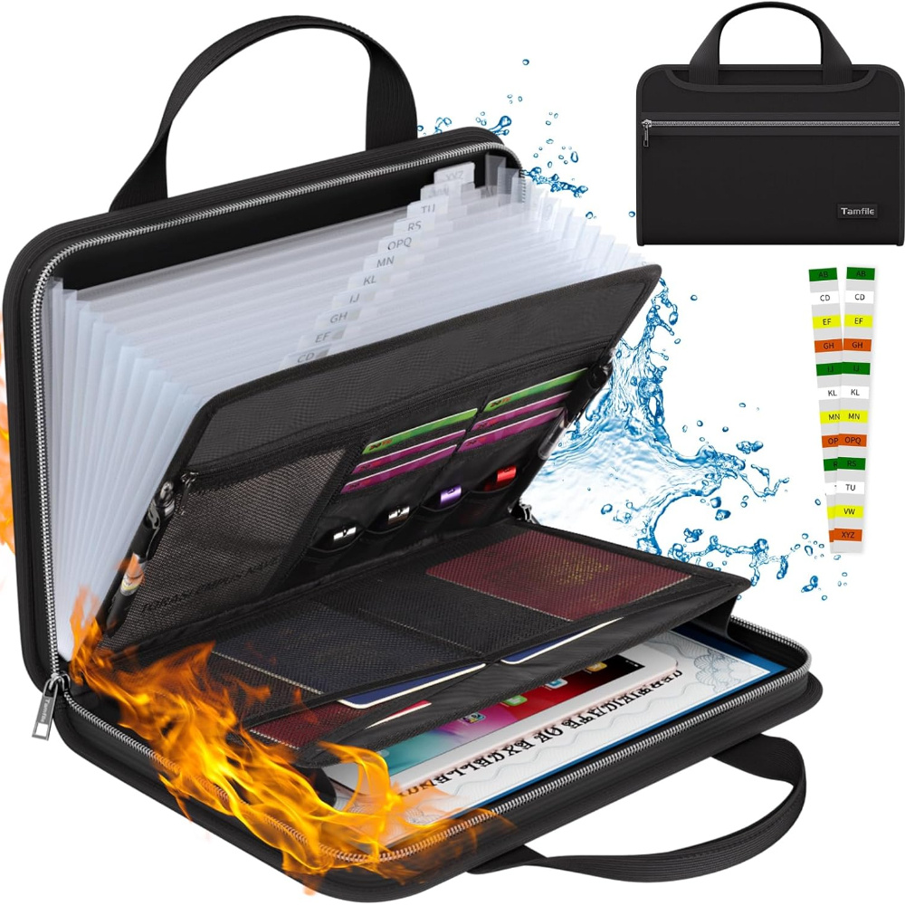 Sooez Accordion File Organizer With Safe Zipper, 8 Pocket