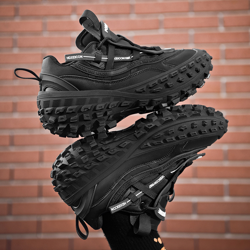 Dark Style Casual Shoes, Tire Tread Sole Height-Increasing Shoes, Street Cool All-Match Outdoor Sports Shoes