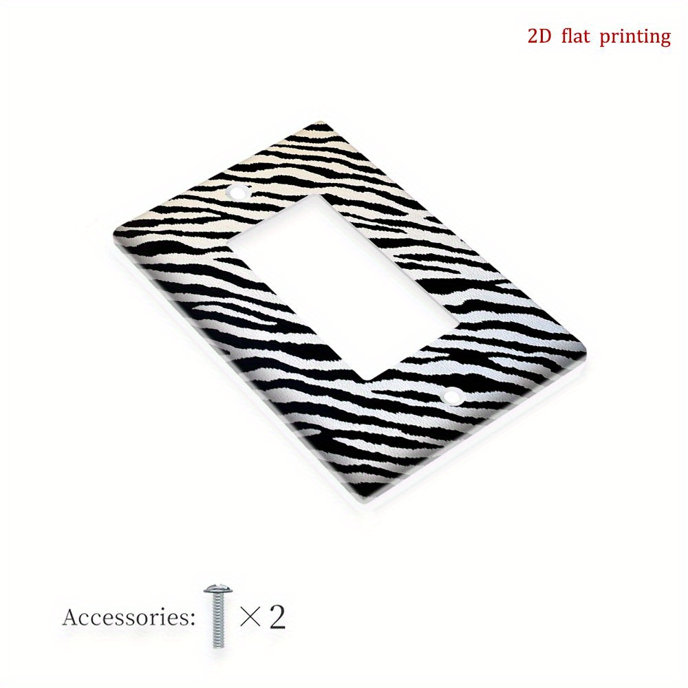 TEMU 1pc Plaque de Commutation Décorative à Motif Rayures de Zèbre en Similicuir - Impression Plat 2D, Pas de Câblage , Installation Facile pour