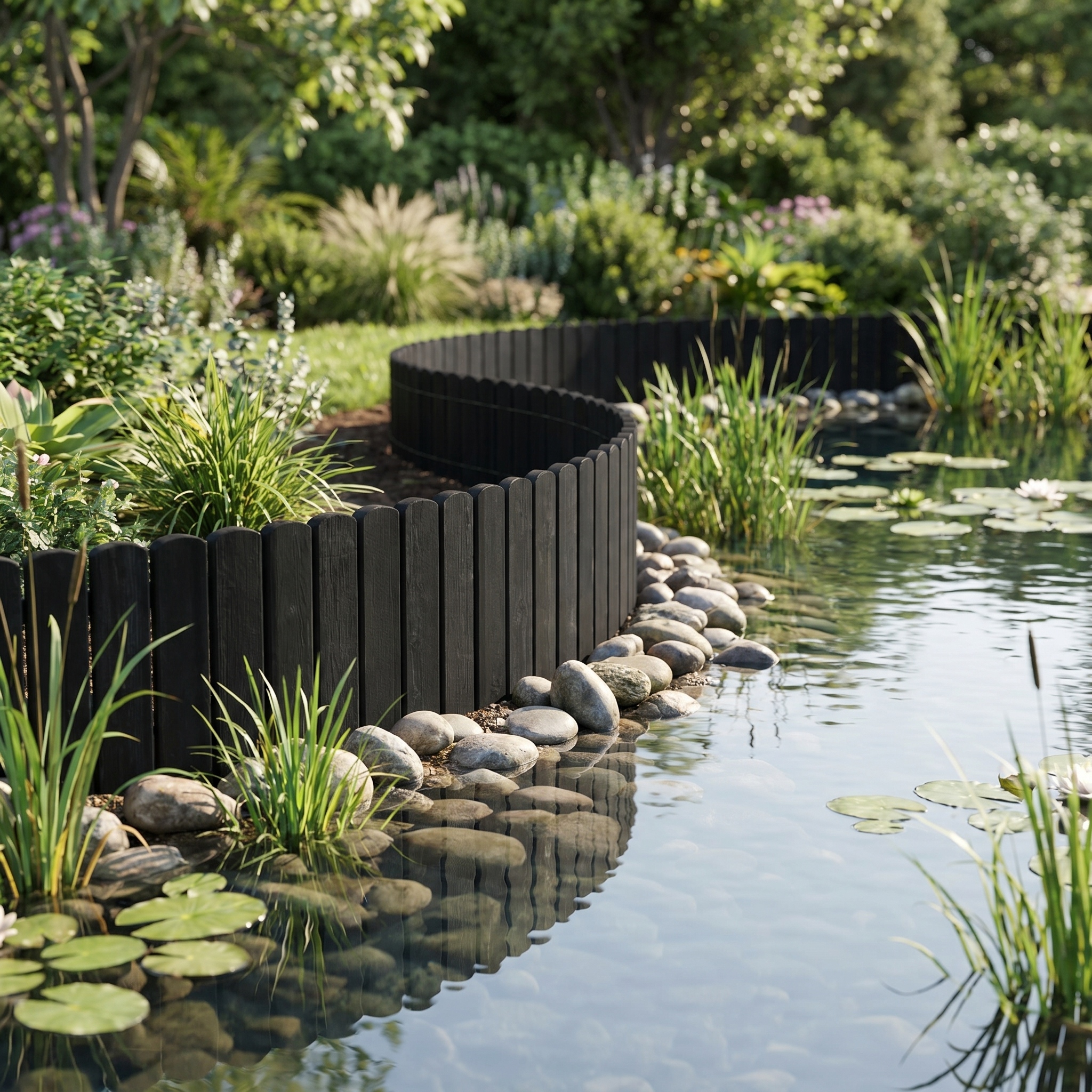 Image of 【3d】 Natural Wood Garden Border Fencing Flexible And , Pre-assembled , Install By Tapping Into Ground, For Flower Beds/lawns/vegetable Gardens/, Fits Rustic/modern/country Styles, Wood-colored/