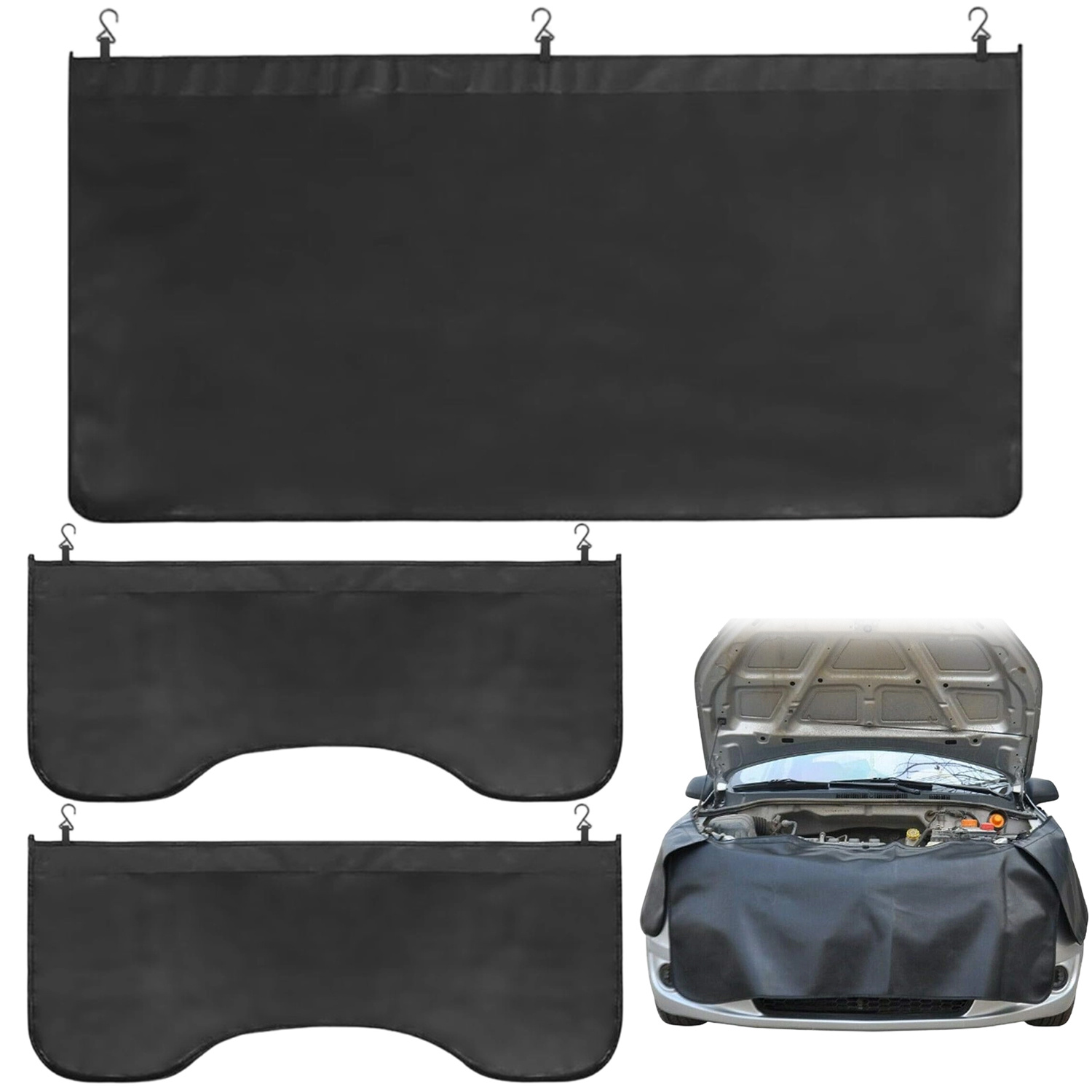 Protective Cover 3pcs Set Heavy-duty Car Protective Cover Car Protective Cover With Hooks Suitable For The Detailing, Repair, And Maintenance Of Vehicle Bumpers And Fenders