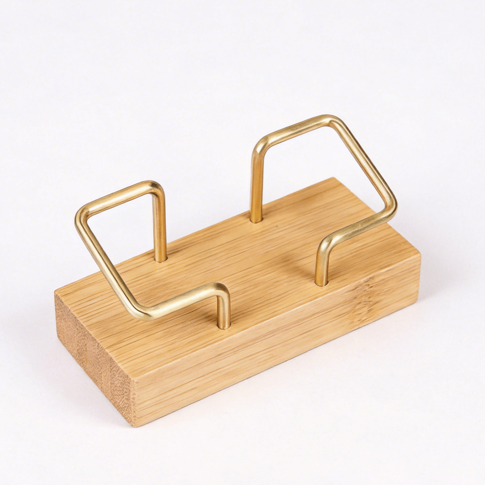 1pc Solid Wood Office Desktop Business Card Display Holder, Desktop Business Card Organizer, Minimalist Business Card Storage Stand, Card Holder