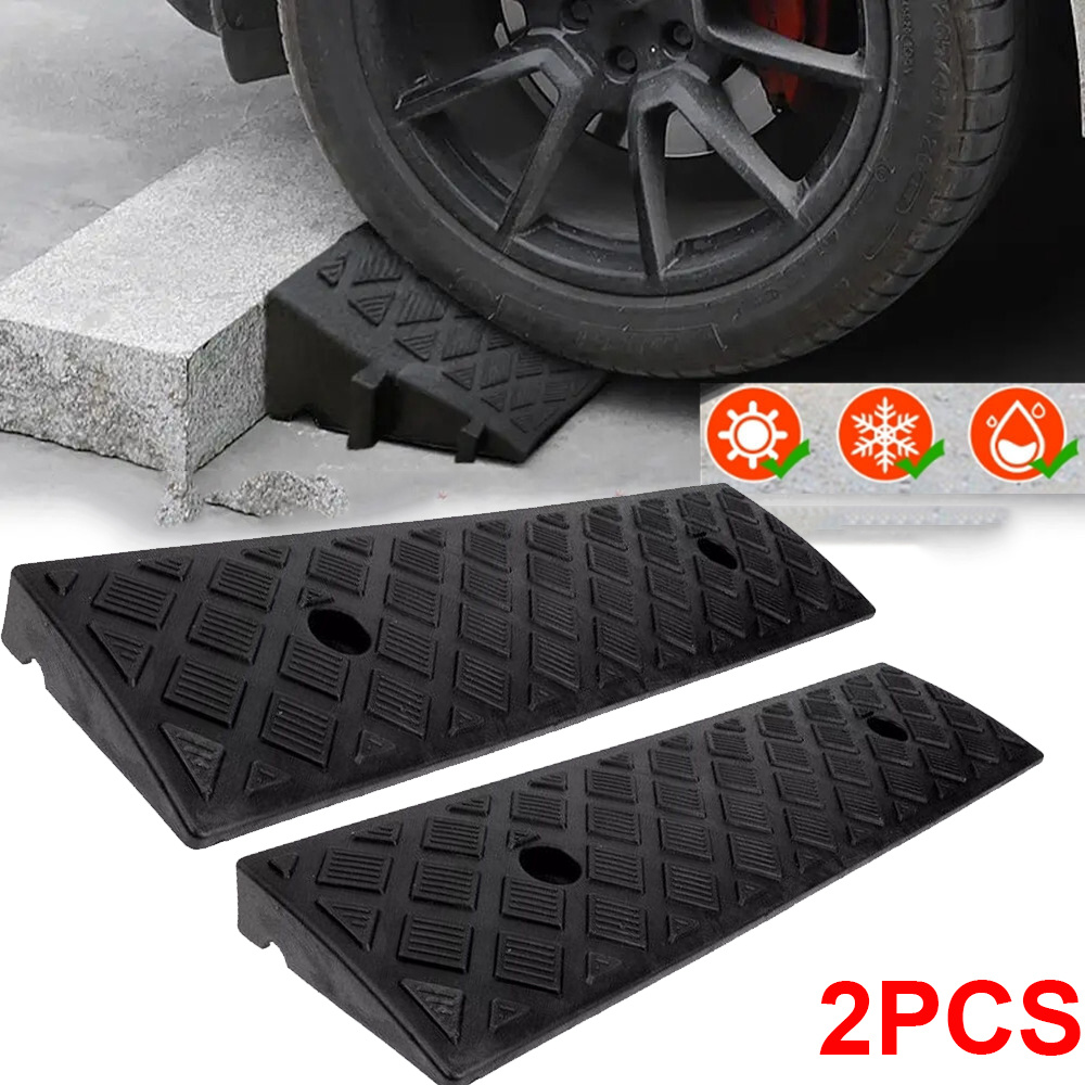 2pcs Heavy-duty Plastic Portable Threshold Ramp With Non-slip Surface - Car Ramp Suitable For Wheelchairs, Pets, Lawn, Vehicles - Lightweight & Sturdy Ramp For Curb, Step, Vehicle Entry/exit