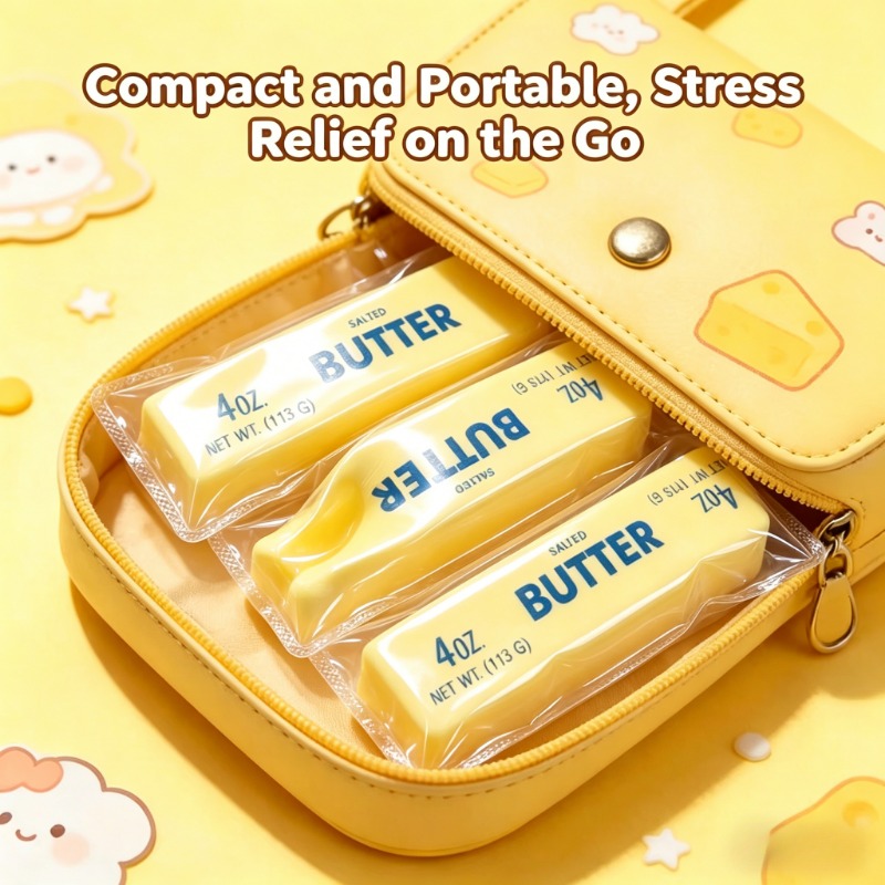 hefengcl   squeeze 1pc   simulation butter shape   toy   stress relief toy slow rising toy q bouncy soft shiny stress relief   hand massage food shape super soft slow rebound stress relief toy 3d stereoscopic desktop