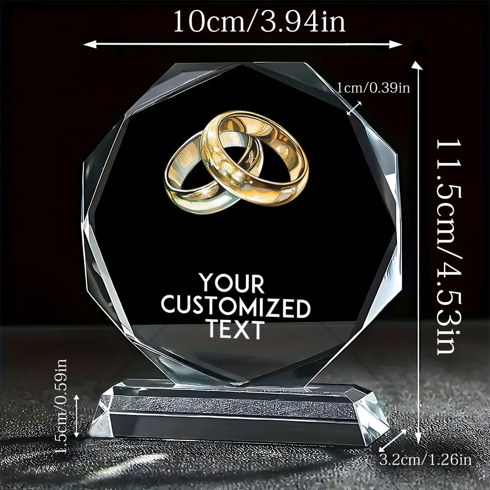 TEMU Personalized Octagonal Crystal Decoration Featuring Text, Representing A , With 2 Interlocking , Tailored Octagonal Piece For A Partner, Desk