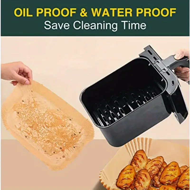 100pcs dual air fryer disposable paper liners non stick oil proof waterproof parchment paper for baking microwave oven use 8 6 5 5in rectangular design for easy air fryer accessories rectangular liners nonstick liners Product details 2