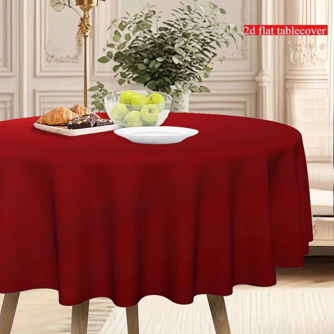TEMU 2d Cover, Party Table Cover, 1pc Printed Valentine's Day And Easter Themed Round Tablecloth, Festive Red, Durable, Suitable For Home Kitchen,